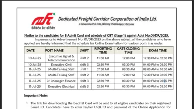 DFCCIL MTS, Jr Manager and Executive Recruitment 2025 Download Exam Date and Admit for 642 Various Posts