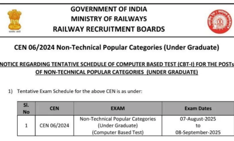 Railway RRB NTPC Exam Date, Admit Card and Application Status 2025 Released, Check Now