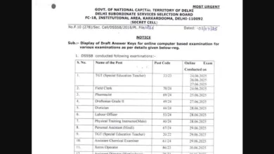 Delhi DSSSB Answer Key 2025 Released, Check From This Link