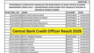 Central Bank Credit Officer Exam Result 2025 Released, Download PDF