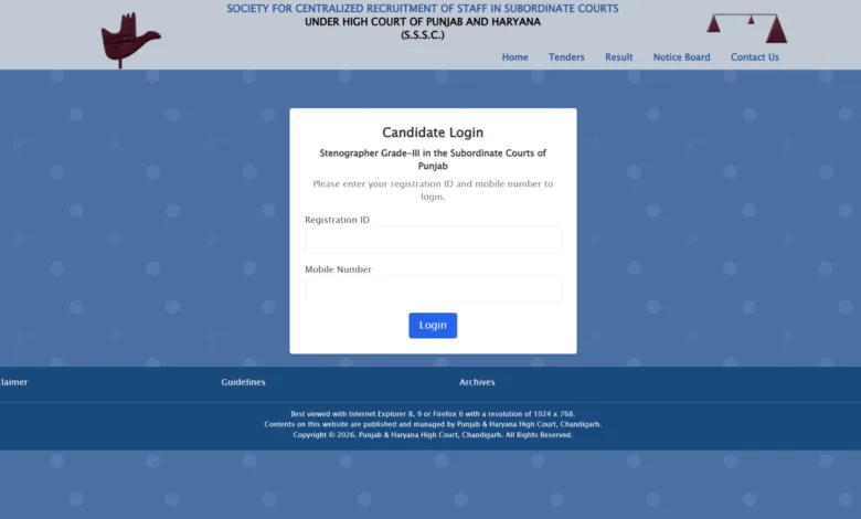Punjab and Haryana High Court Stenographer Recruitment 2025 Download Exam Date and Admit Card for 478 Posts