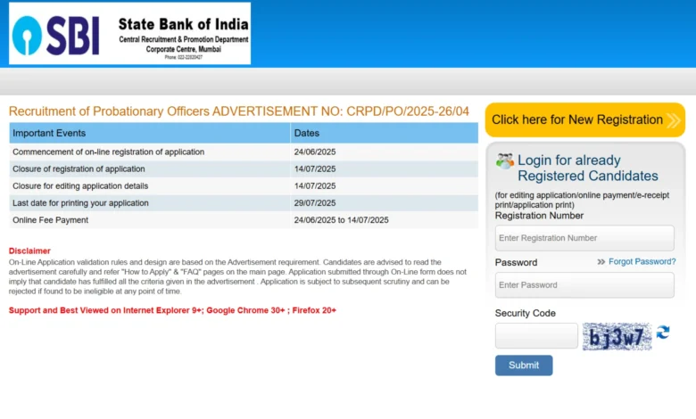 SBI Bank Probationary Officer (PO) Recruitment 2025 Notification Released and Apply Online for 541 Posts