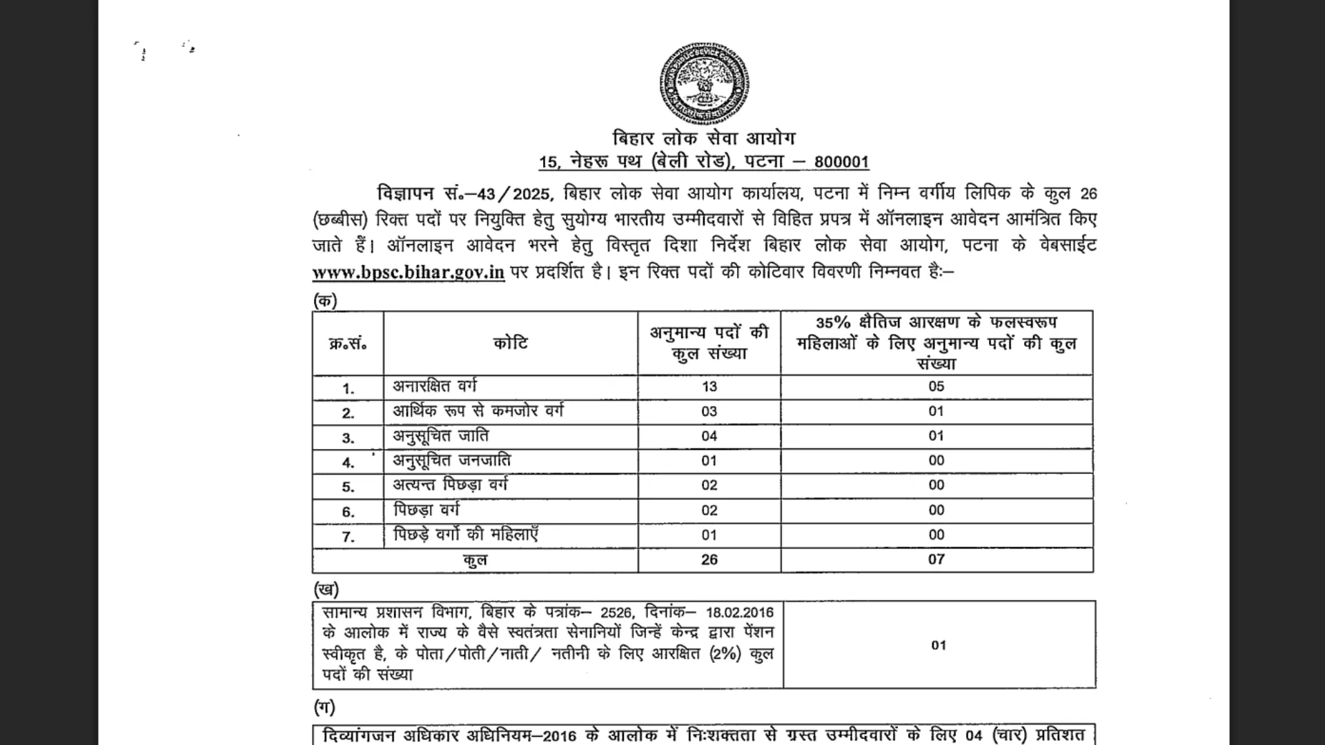 Bihar BPSC Lower Division Clerk (LDC) Recruitment 2025 Notification Released and Apply Online
