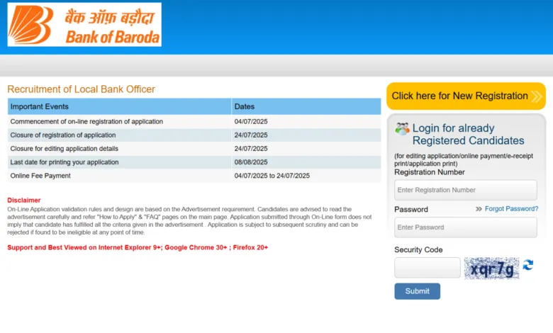 Bank of Baroda (BOB) Local Branch Officers (LBO) Recruitment 2025 Notification Released and Apply Online for 2500 Posts