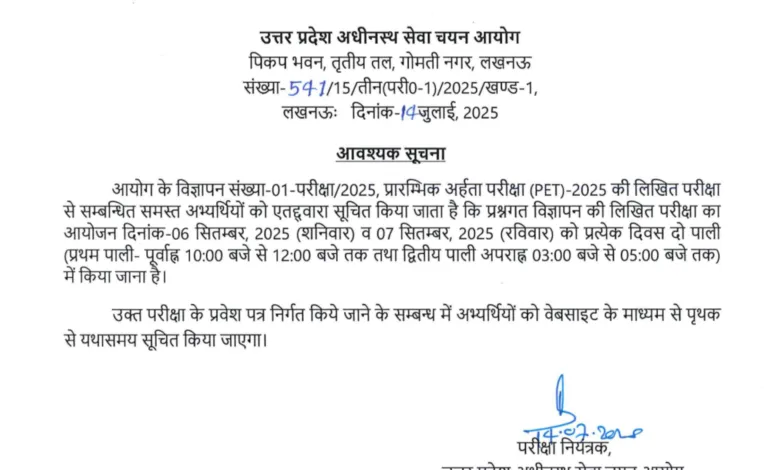 UPSSSC UP Preliminary Examination Test (PET) Exam Date and Admit Card 2025 Released, Check Now
