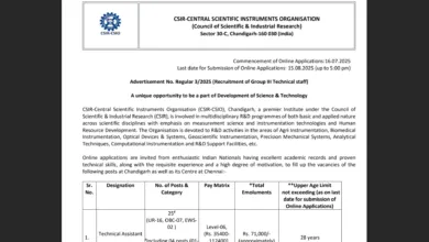 Chandigarh CSIR CSIO Technical Staff Recruitment 2025 Notification Released and Apply Online