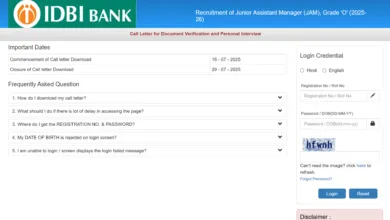 IDBI Bank Junior Assistant Manager (JAM) Recruitment 2025 Download Admit Card for 676 Posts