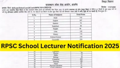 RPSC School Lecturer (Grade I Teacher) Recruitment 2025 Notification Released for 3225 Posts, Apply Online
