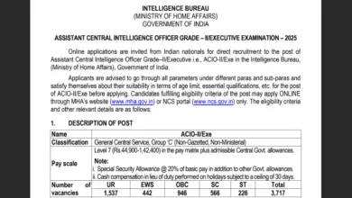 Intelligence Bureau (IB) Executive Recruitment 2025 Notification Released for 3717 Posts, Apply Online