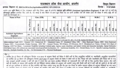 RPSC Assistant Agriculture Engineer (AAE) Recruitment 2025 Notification Released for 281 Posts, Apply Online