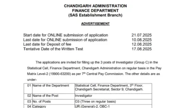 Chandigarh SCFD Investigator Recruitment 2025 Notification Released and Apply Online