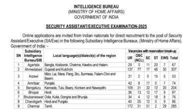 Intelligence Bureau (IB) Security Assistant/Executive Recruitment 2025 Notification Released for 4987 Posts, Apply Online