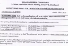 Chandigarh JBT Teacher Recruitment 2025 Notification Released and Apply Online for 218 Posts