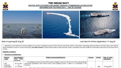 Indian Navy SSC Executive IT Recruitment 2025 Notification Released and Apply Online