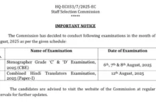 SSC Stenographer Grade C & D Exam Date and Admit Card 2025 Released for 1590 Posts, Check Now