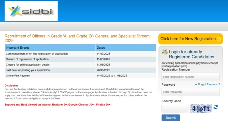 SIDBI Officers Grade A & B Recruitment 2025 Notification Released and Apply Online for 76 Posts