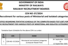RRB Ministerial and Isolated Exam Date and Admit Card 2025 Released for 1036 Posts, Check Now
