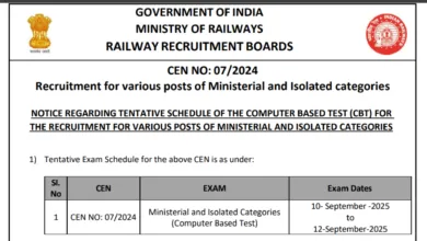 RRB Ministerial and Isolated Exam Date and Admit Card 2025 Released for 1036 Posts, Check Now