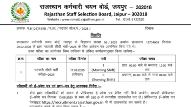 Rajasthan RSMSSB Patwari Exam Admit Card 2025 Released for 3705 Posts, Download Now