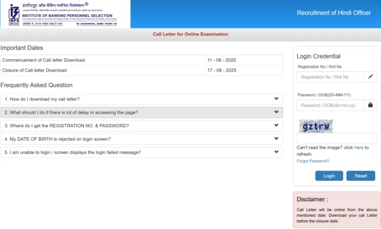 IBPS Hindi Officer Exam Admit Card 2025 Released, Download Now