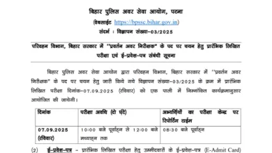 BPSSC Bihar Police Enforcement Sub Inspector (ESI) Exam Date and Admit Card 2025 Released, Check Now