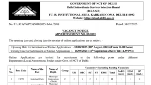 DSSSB Various Posts Recruitment 2025 Notification Released and Apply Online