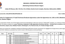 IOCL Western Region(WR) Apprentice Recruitment 2025 Notification Released for 405 Posts, Apply Online