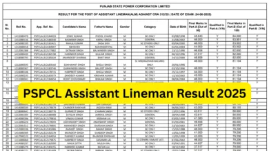 PSPCL Assistant Lineman Recruitment 2025 Result Released for 3000 Posts, Download PDF