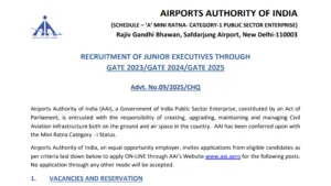 AAI Junior Executive Recruitment 2025 Notification Released for 976 Posts, Apply Online