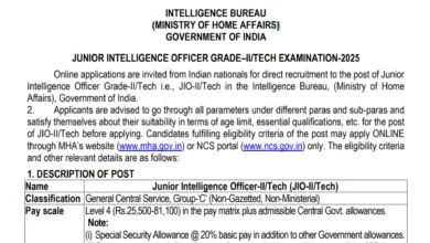Intelligence Bureau (IB) Junior Intelligence Officer Grade II Recruitment 2025 Notification Released for 394 Posts, Apply Online