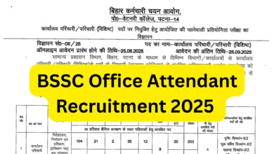 BSSC Office Attendant Recruitment 2025 Notification Released and Apply Online for 3727 Posts