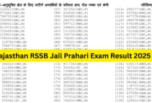 Rajasthan RSSB Jail Prahari Exam Result 2025 Released, Check Now