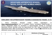 Naval Dockyard Mumbai Apprentice Recruitment 2025 Notification Released and Apply Online for 286 Posts