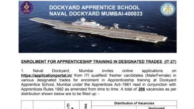 Naval Dockyard Mumbai Apprentice Recruitment 2025 Notification Released and Apply Online for 286 Posts