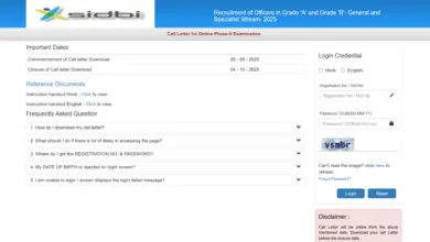 SIDBI Officers Grade A & B Exam Admit Card 2025 Released for 76 Posts, Check Now
