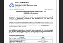 Indian Overseas Bank Apprentice Recruitment 2025 Notification Released and Apply Online for 750 Posts
