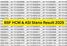 BSF HCM & ASI Steno Result 2025 Released for 1760 Posts, Download PDF