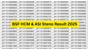 BSF HCM & ASI Steno Result 2025 Released for 1760 Posts, Download PDF