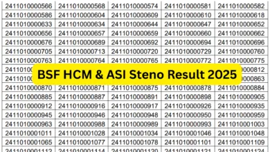 BSF HCM & ASI Steno Result 2025 Released for 1760 Posts, Download PDF