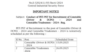 CISF Constable Tradesmen Exam Date and Admit Card 2025 Released for 1161 Posts, Check Now