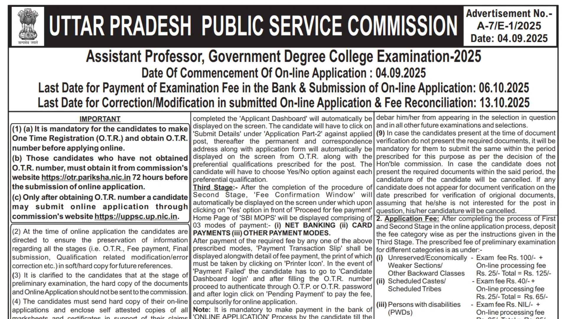 UPPSC Assistant Professor Recruitment 2025 Notification Released for 1253 Posts, Apply Online