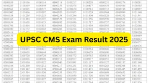 UPSC Combined Medical Services (CMS) Exam Result 2025 Released for 705 Post, Download PDF