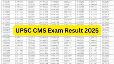 UPSC Combined Medical Services (CMS) Exam Result 2025 Released for 705 Post, Download PDF