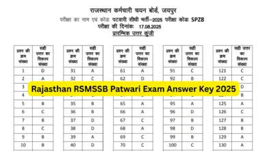 Rajasthan RSMSSB Patwari Exam Answer Key 2025 Released, Check Now