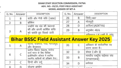 Bihar BSSC Field Assistant (Agriculture Department) Exam Answer Key 2025 Released, Check Now
