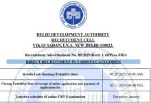 Delhi DDA Recruitment 2025 Notification Released for 1732 Various Posts, Apply Online