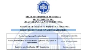 Delhi DDA Recruitment 2025 Notification Released for 1732 Various Posts, Apply Online