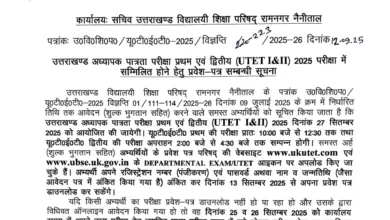 Uttarakhand Teacher Eligibility Test (UTET) Exam Admit Card 2025 Released, Download Now