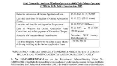 Delhi Police Head Constable (AWO/TPO) Recruitment 2025 Notification Released and Apply Online for 552 Posts
