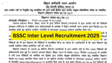 Bihar BSSC Inter Level Recruitment 2025 Notification Released for 23175 Posts, Apply Online